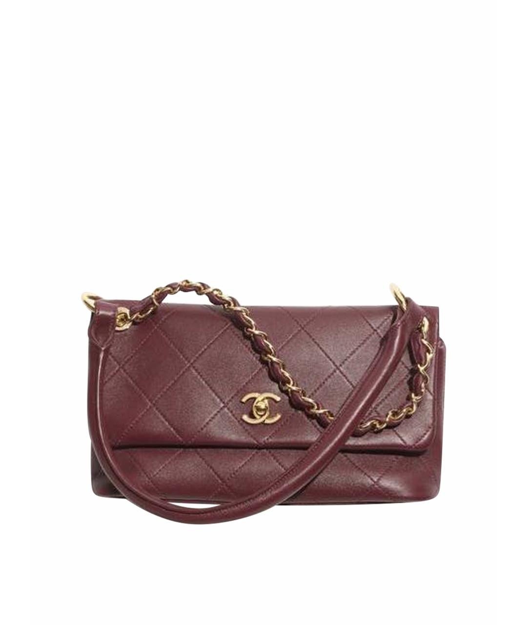 CHANEL Бордовая кожаная сумка через плечо, фото 1