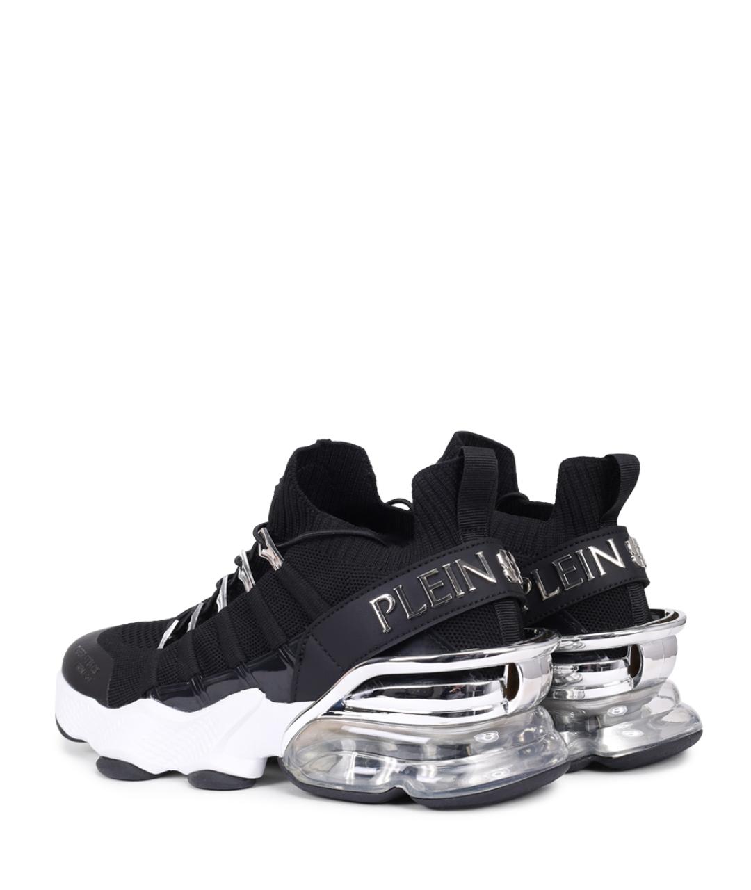 PLEIN SPORT Черные текстильные низкие кроссовки / кеды, фото 4