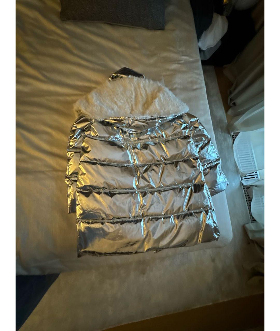 YVES SALOMON Серебрянный полиэстеровый пуховик, фото 2