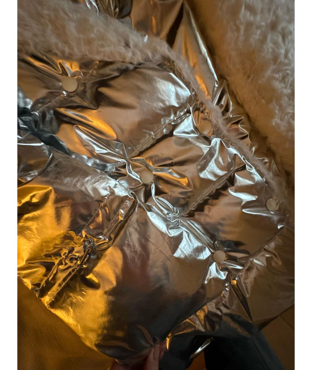 YVES SALOMON Серебрянный полиэстеровый пуховик, фото 4