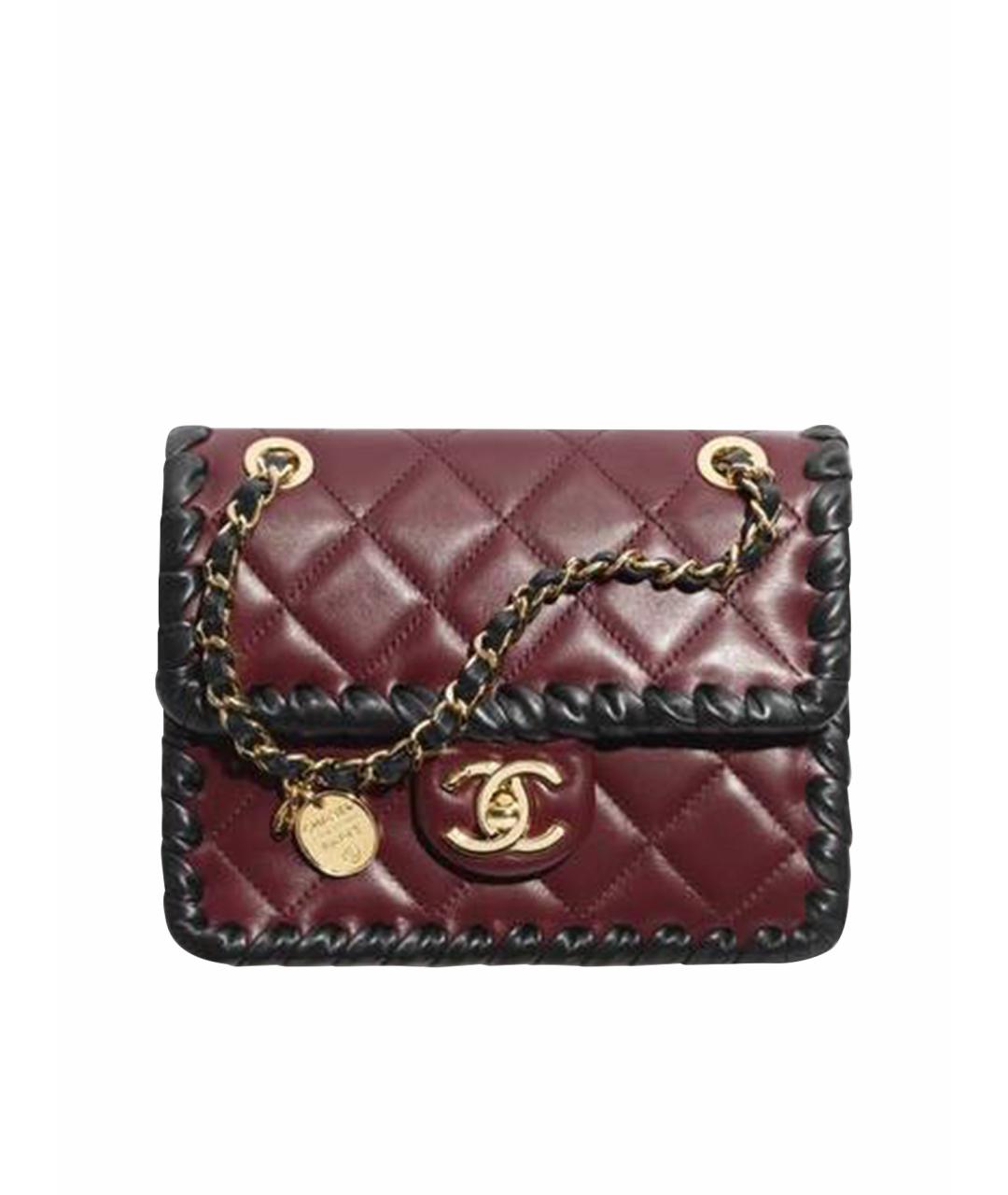 CHANEL Бордовая кожаная сумка через плечо, фото 1