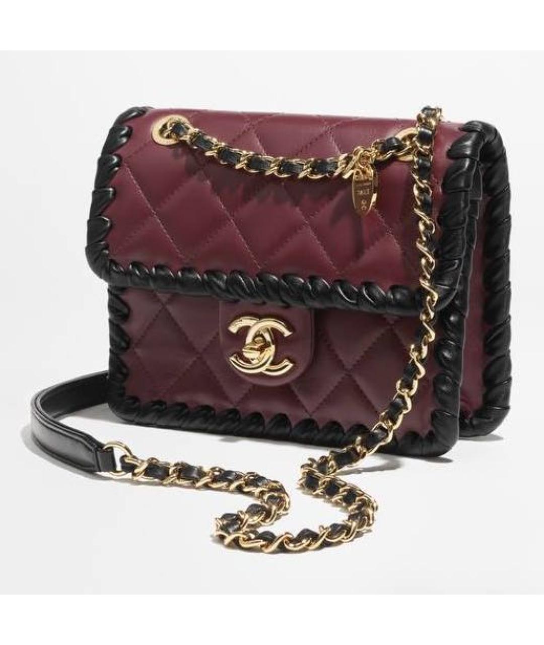 CHANEL Бордовая кожаная сумка через плечо, фото 2