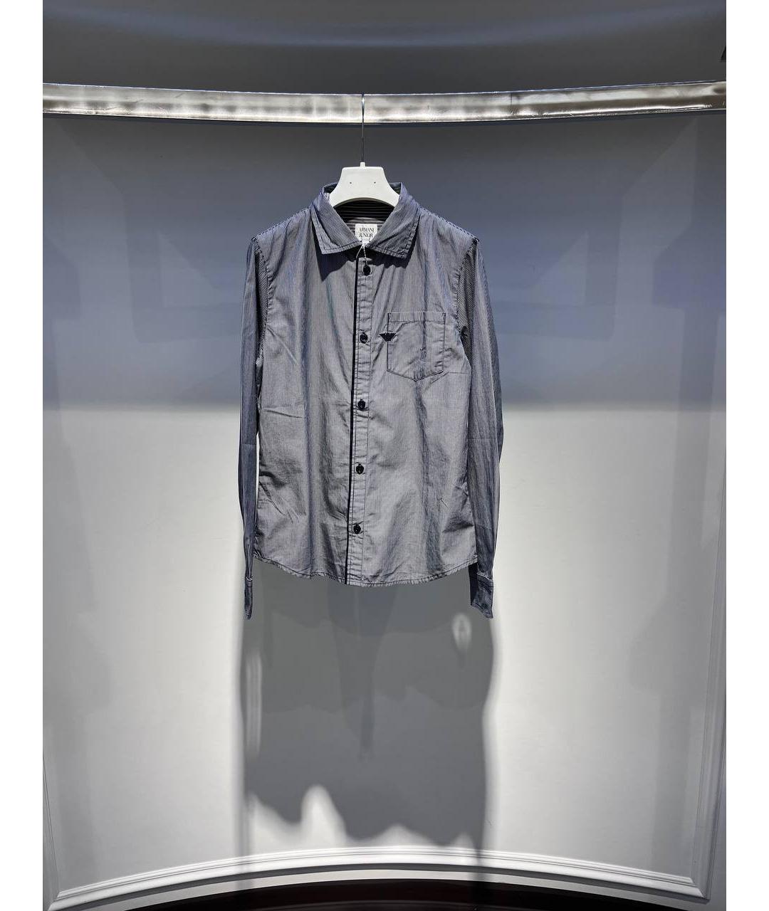 ARMANI JUNIOR Синяя хлопковая детская рубашка, фото 4