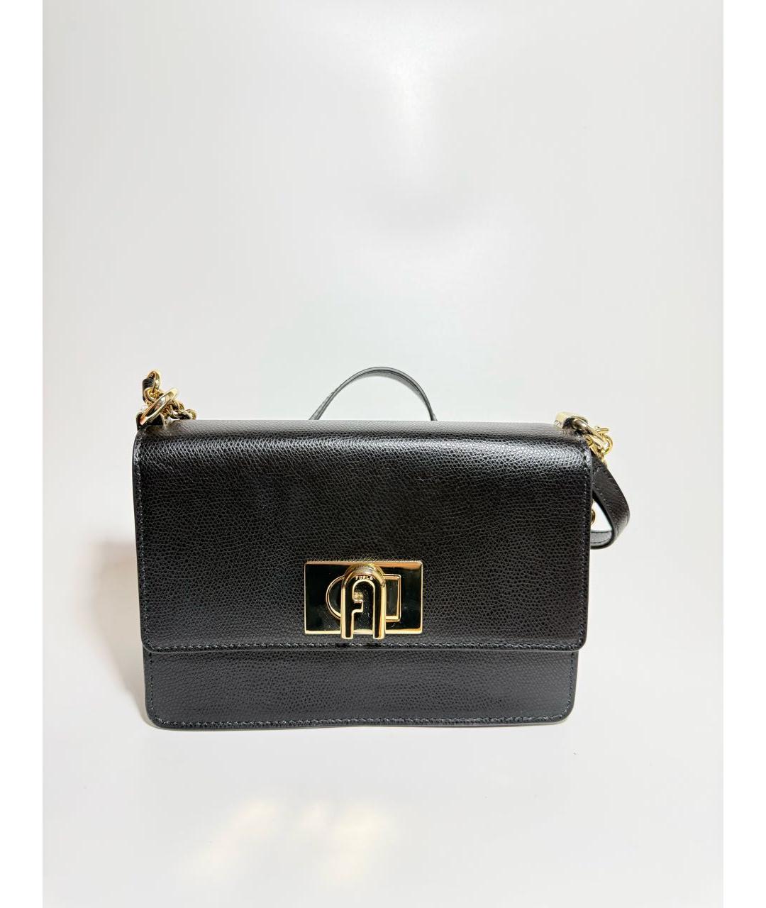 FURLA Черная кожаная сумка через плечо, фото 5