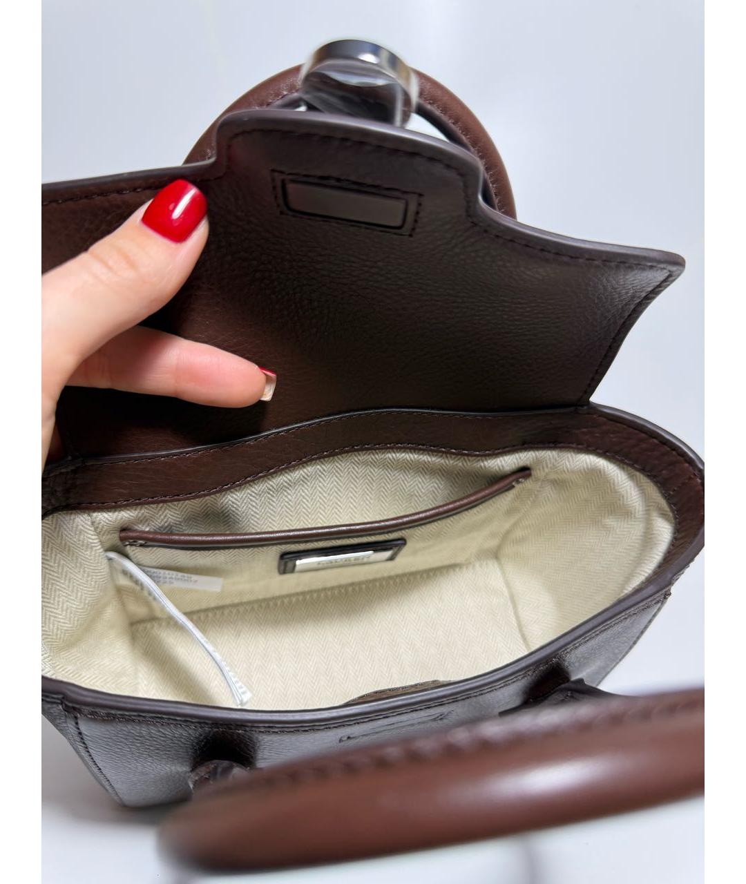 RALPH LAUREN Коричневая кожаная сумка через плечо, фото 4