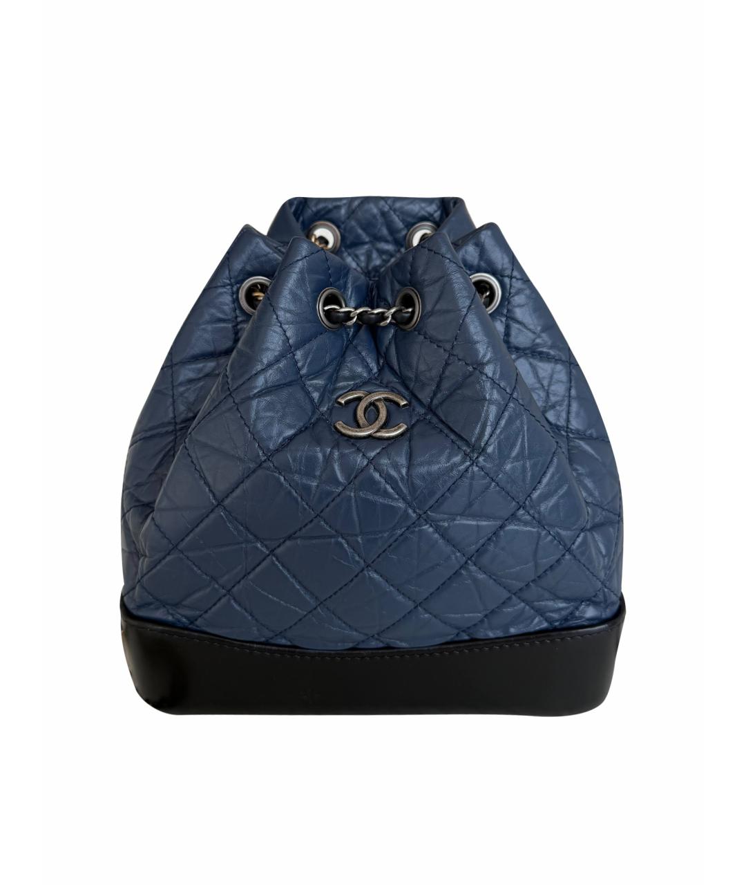 CHANEL Темно-синий кожаный рюкзак, фото 1