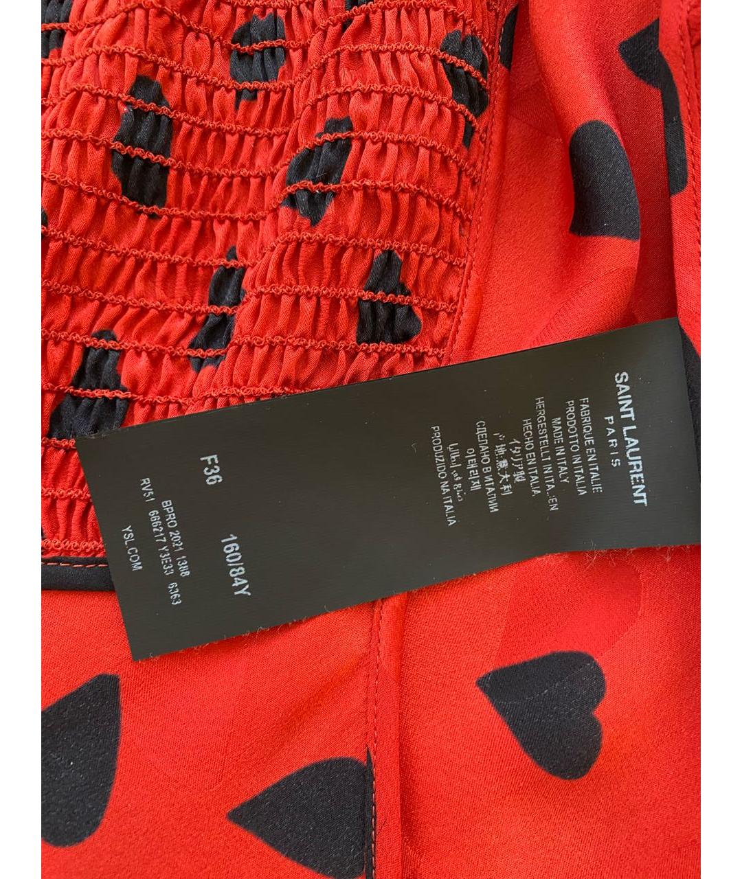 SAINT LAURENT Красное шелковое коктейльное платье, фото 5