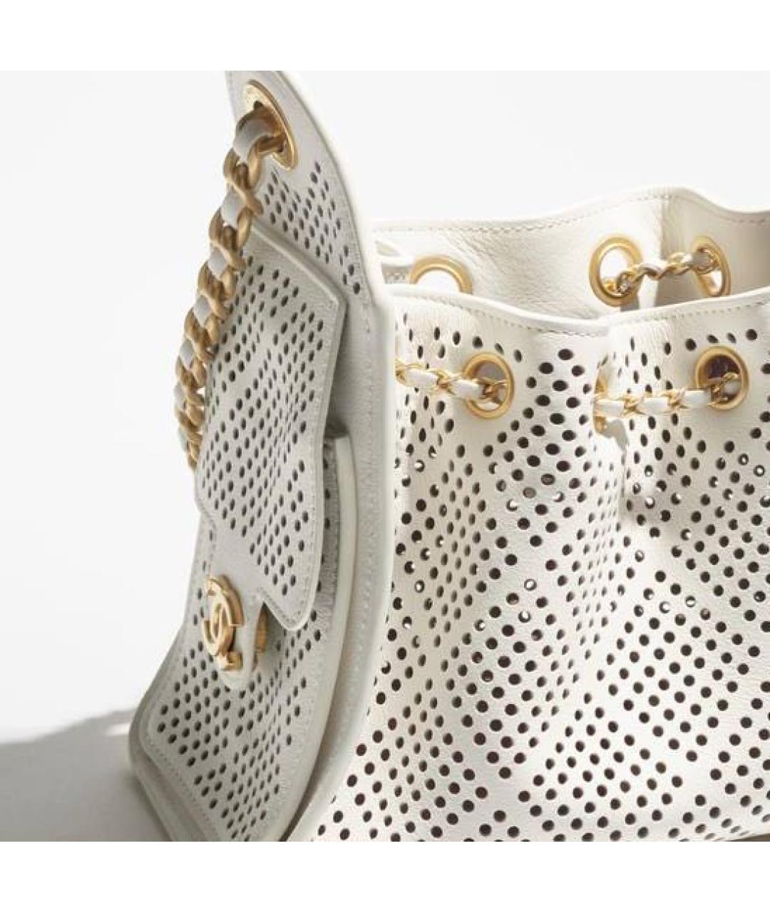 CHANEL Белая кожаная сумка через плечо, фото 3