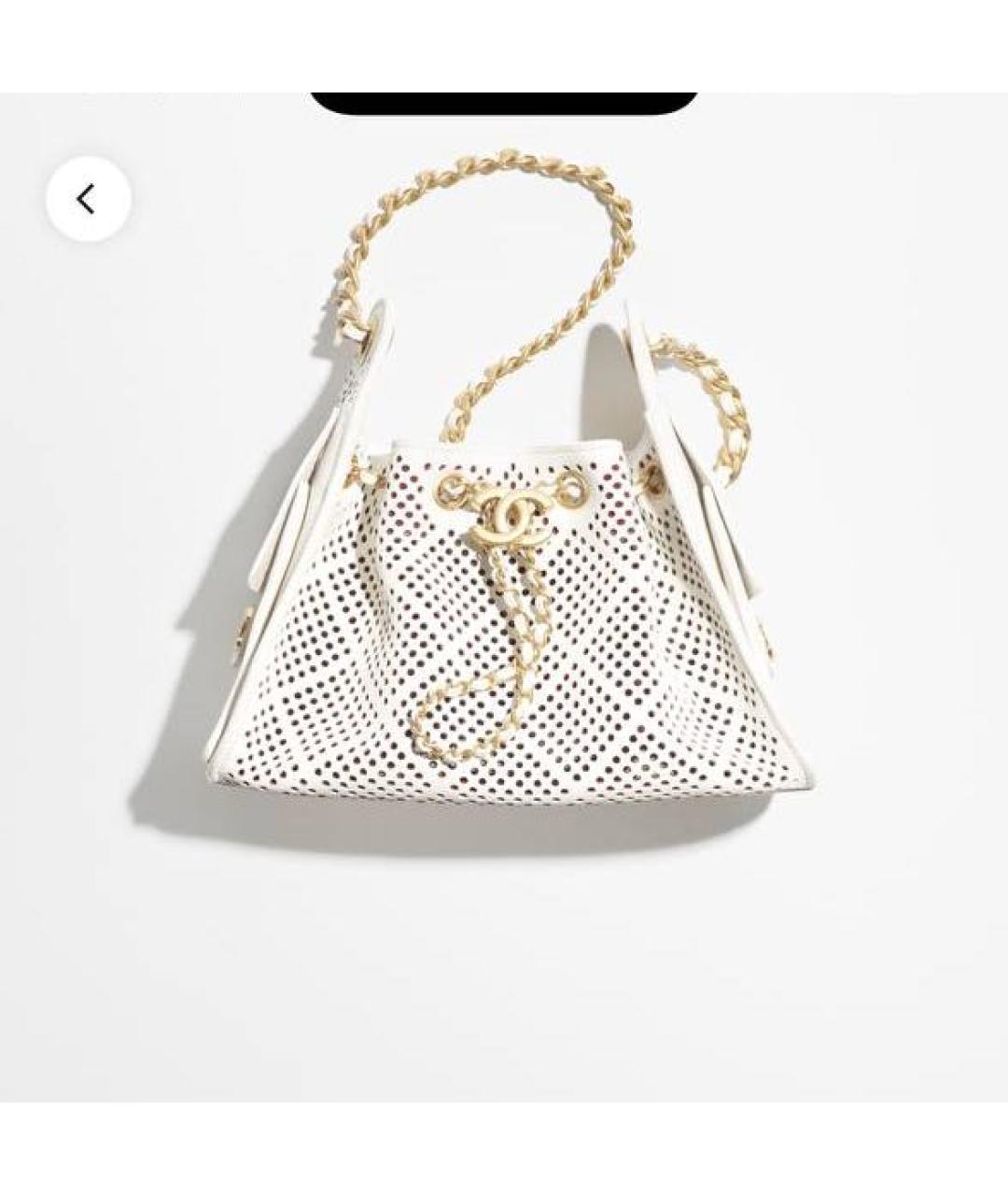 CHANEL Белая кожаная сумка через плечо, фото 4