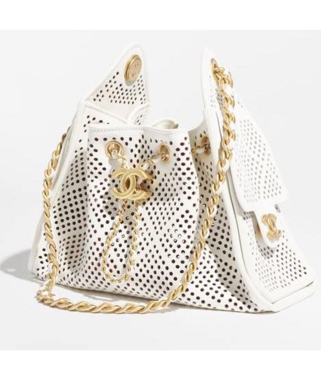 CHANEL Белая кожаная сумка через плечо, фото 2