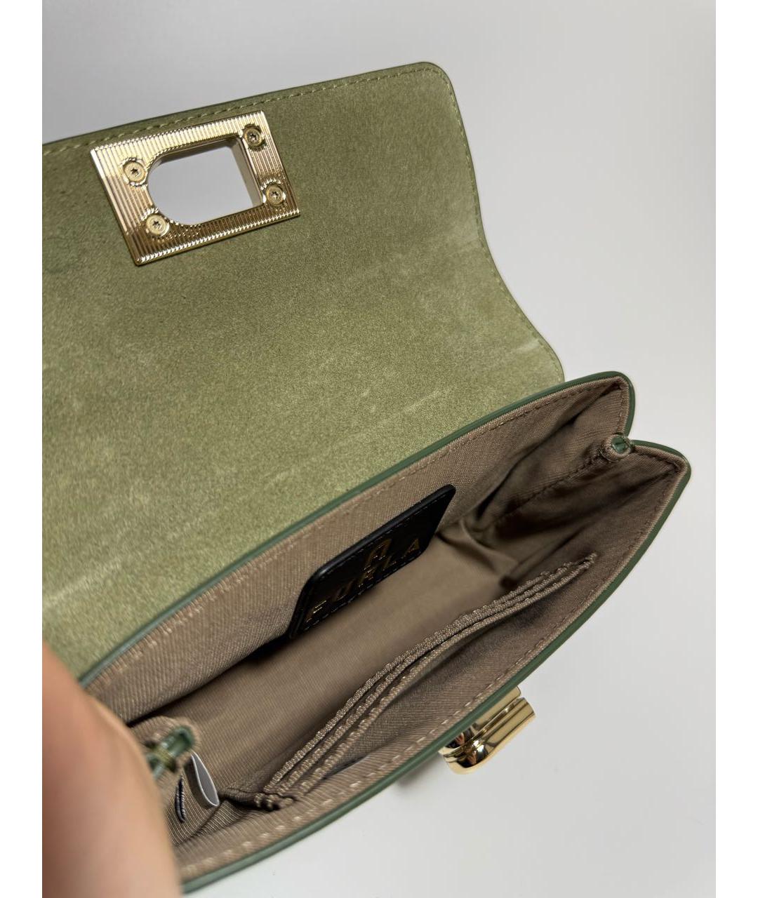 FURLA Зеленая кожаная сумка через плечо, фото 4