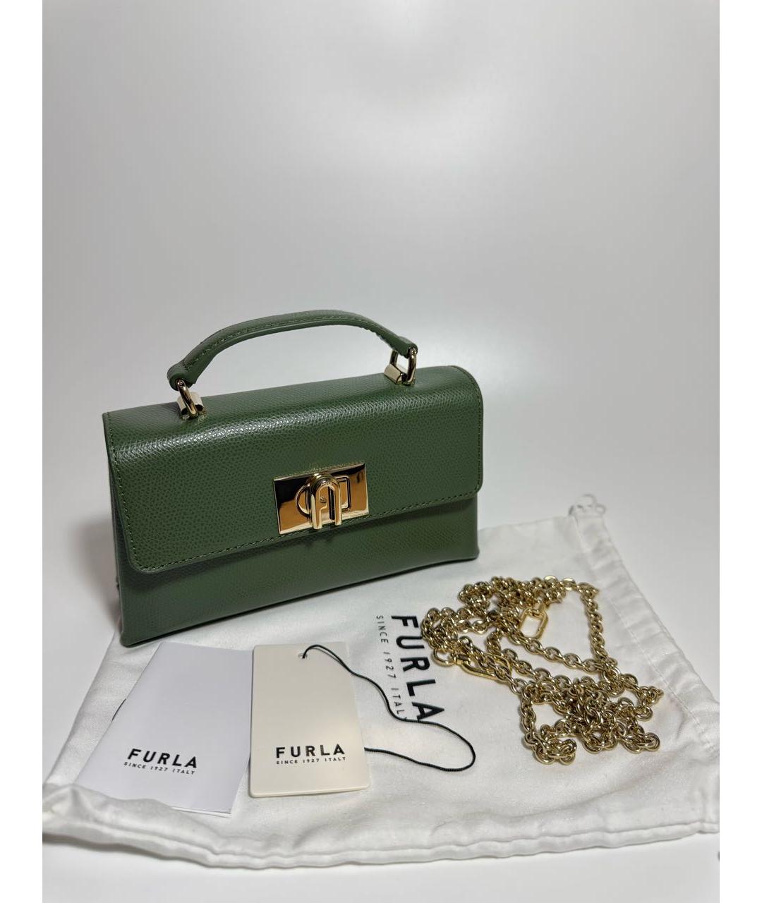 FURLA Зеленая кожаная сумка через плечо, фото 5