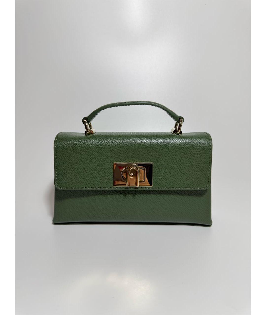 FURLA Зеленая кожаная сумка через плечо, фото 6