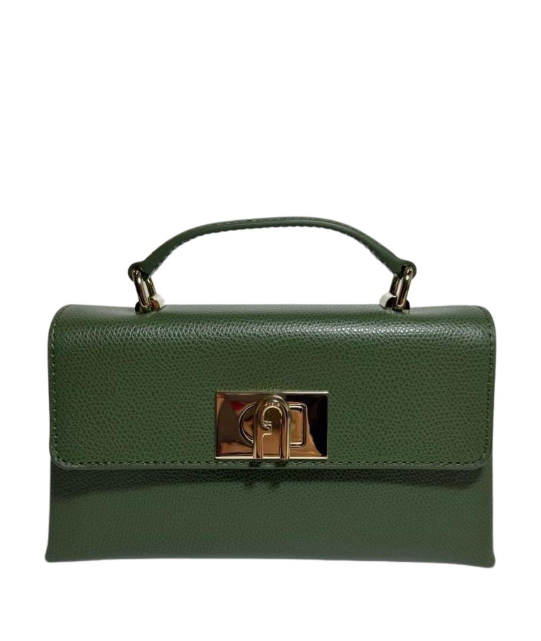 FURLA Зеленая кожаная сумка через плечо, фото 1
