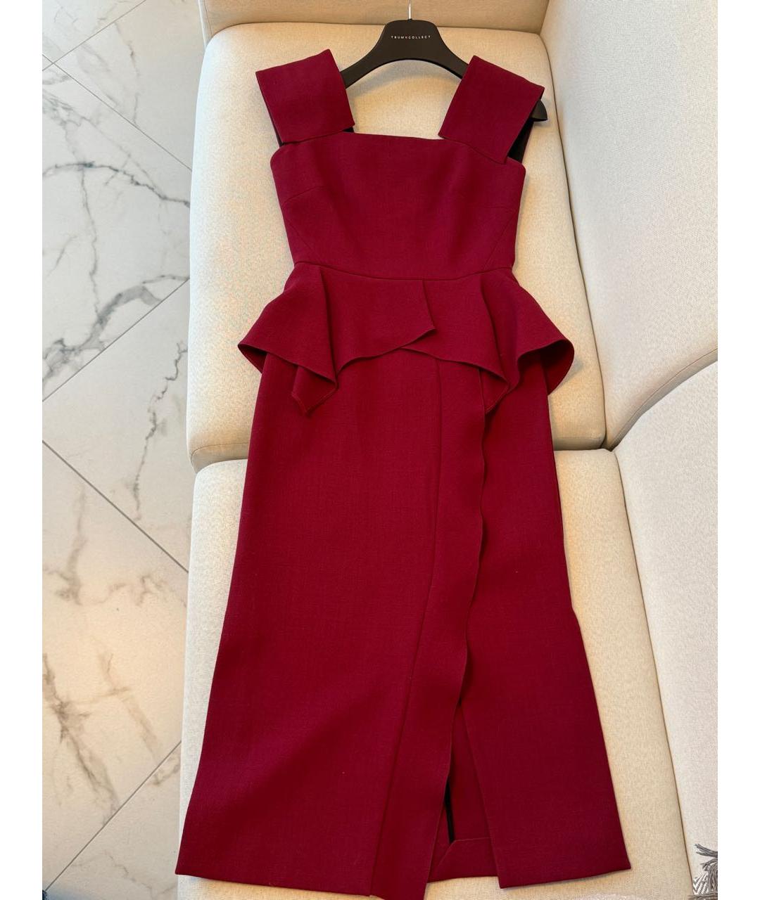 ROLAND MOURET Бордовое хлопковое повседневное платье, фото 6