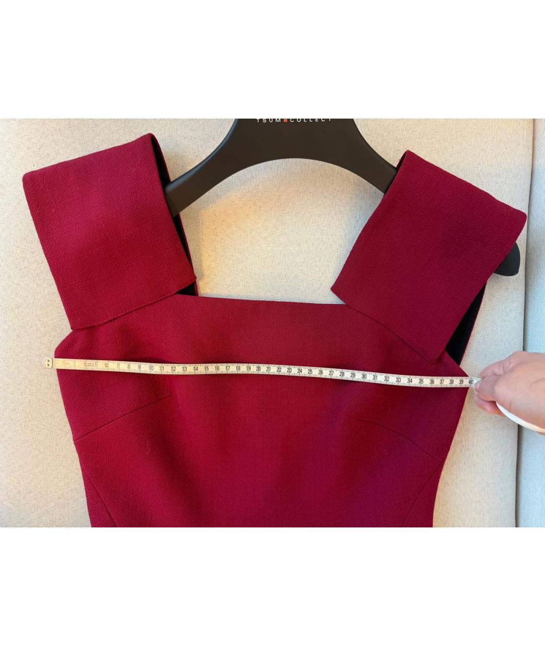 ROLAND MOURET Бордовое хлопковое повседневное платье, фото 3