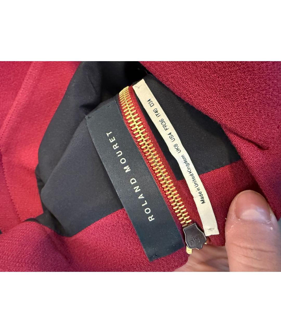 ROLAND MOURET Бордовое хлопковое повседневное платье, фото 4