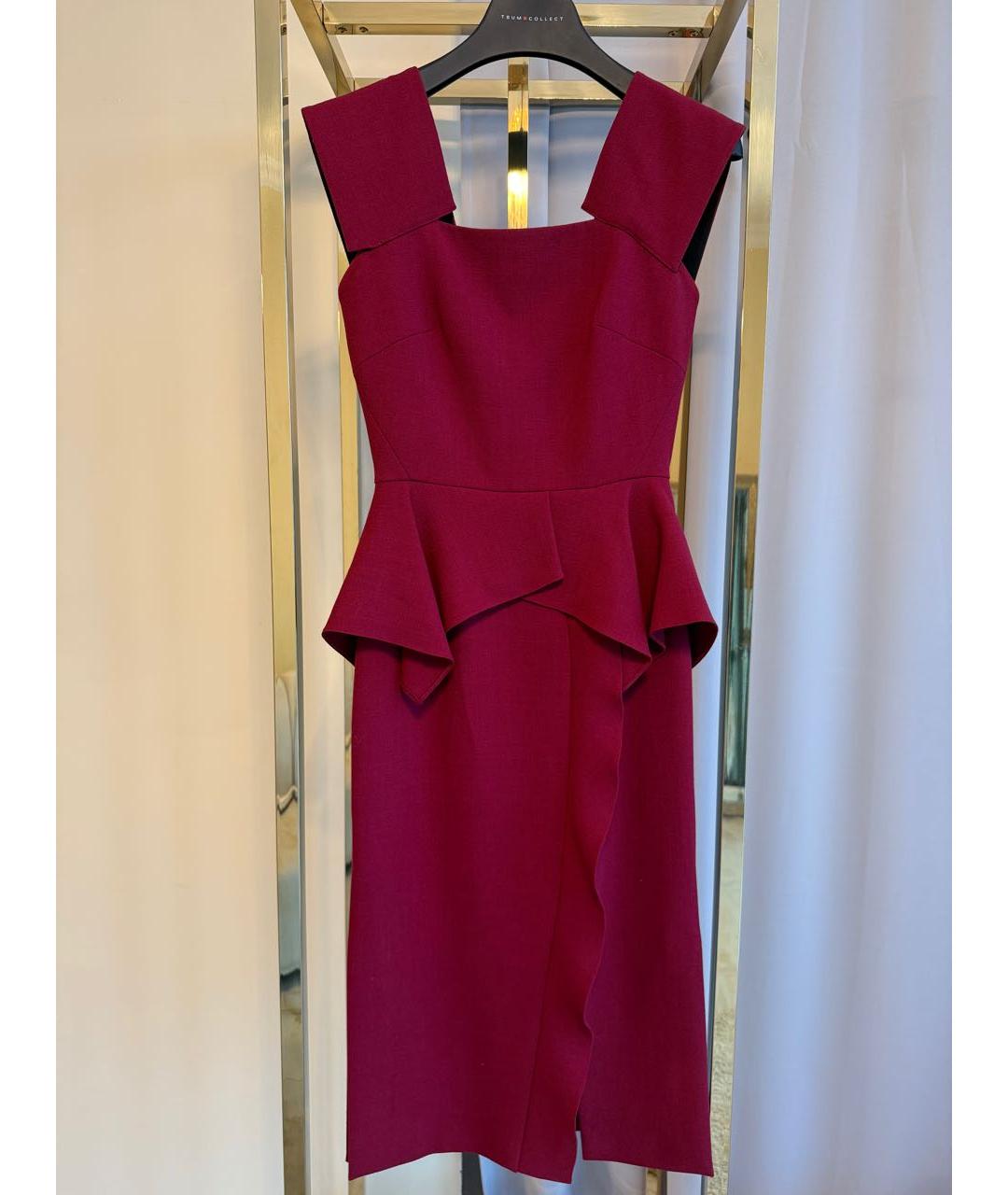 ROLAND MOURET Бордовое хлопковое повседневное платье, фото 7