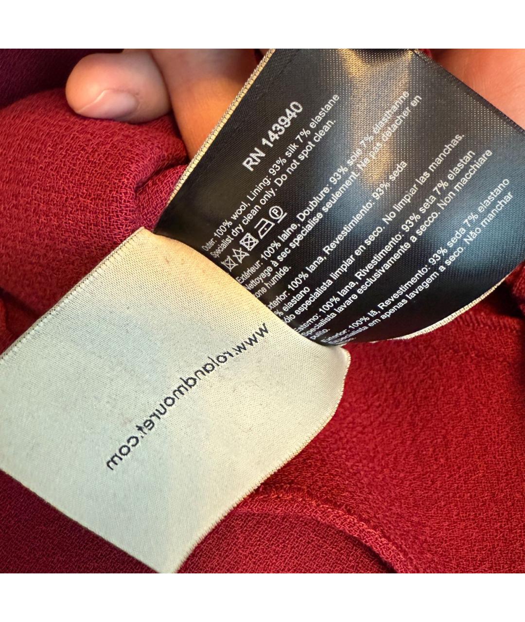 ROLAND MOURET Бордовое хлопковое повседневное платье, фото 5