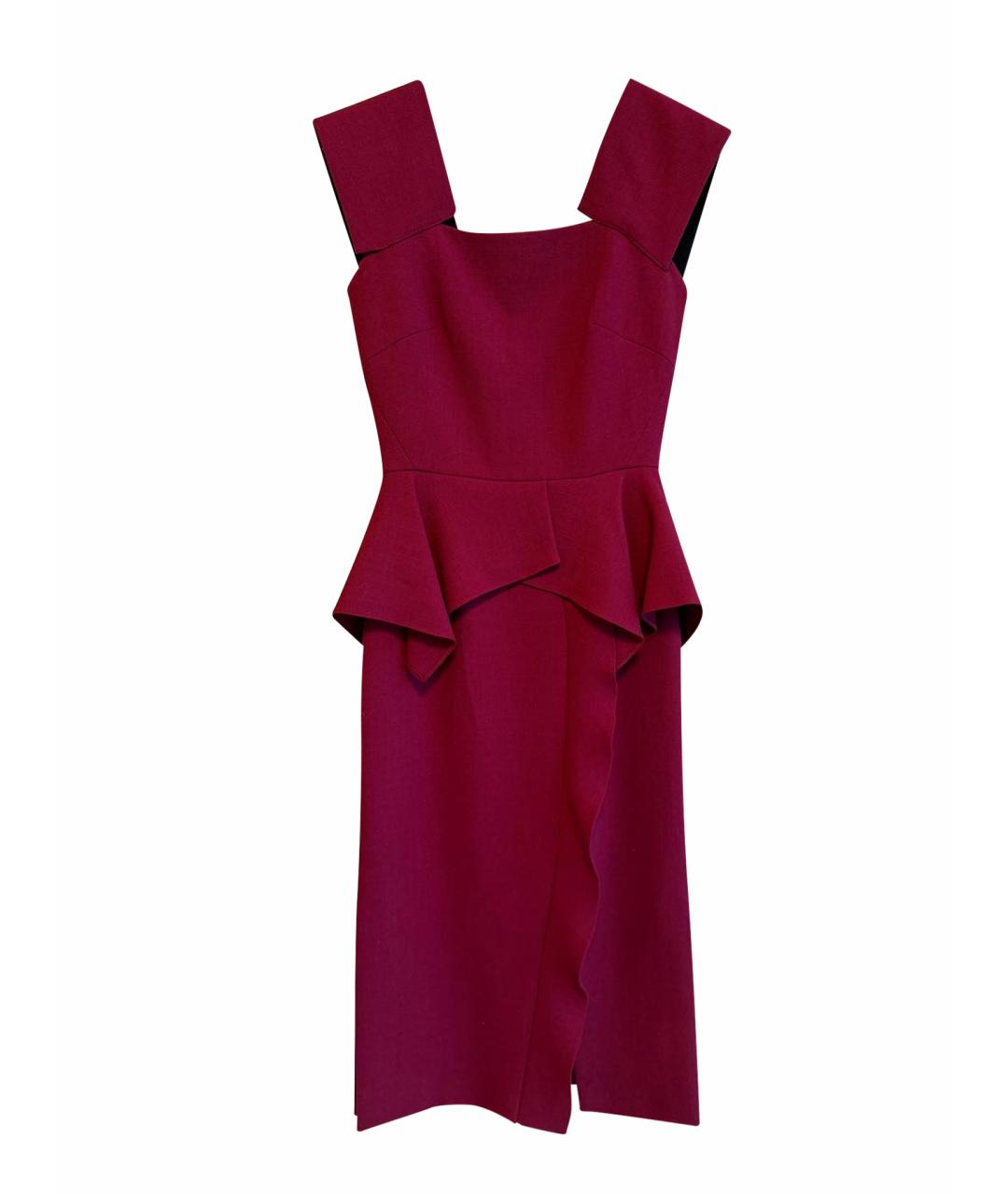 ROLAND MOURET Бордовое хлопковое повседневное платье, фото 1