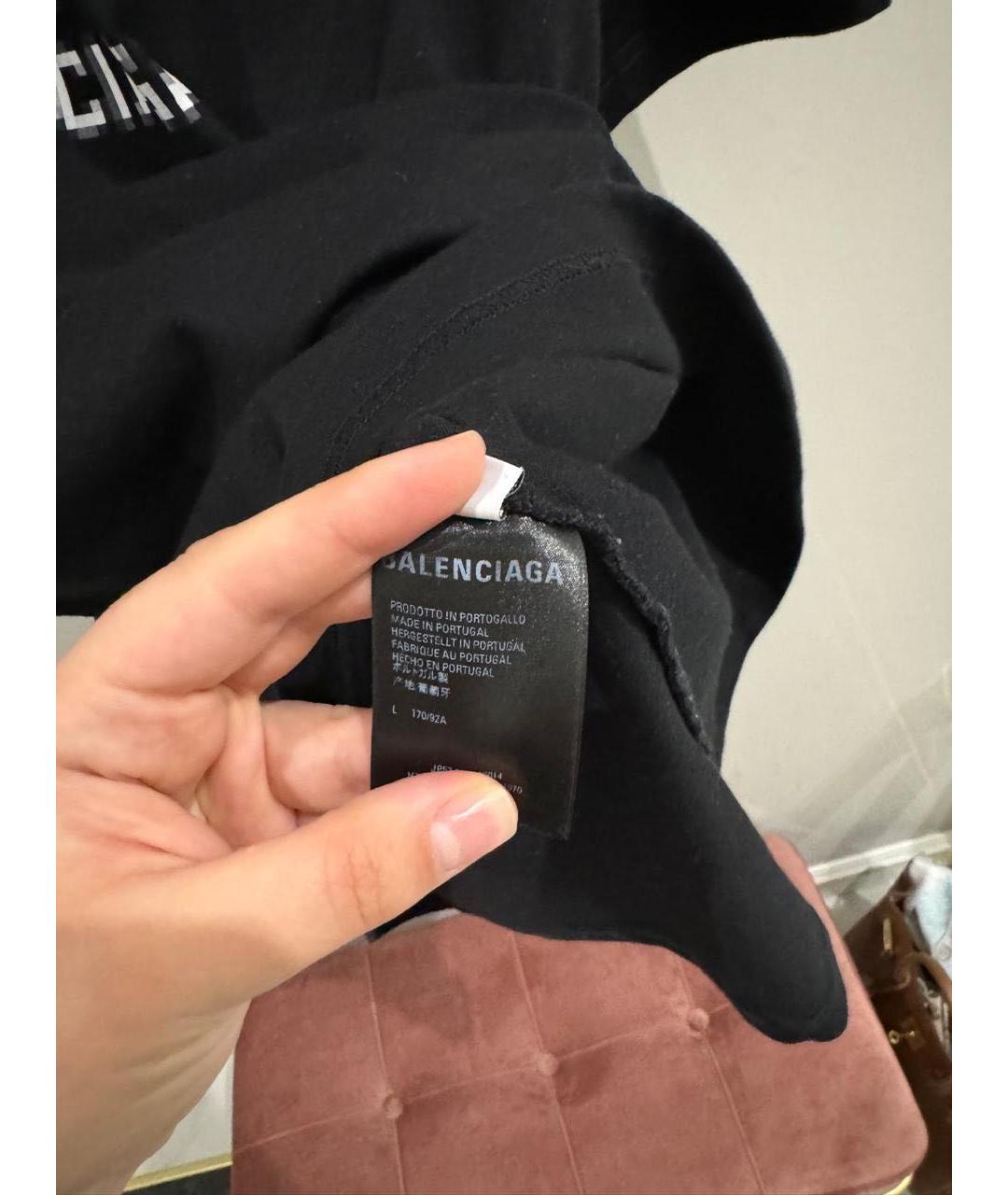 BALENCIAGA Черная хлопковая футболка, фото 3