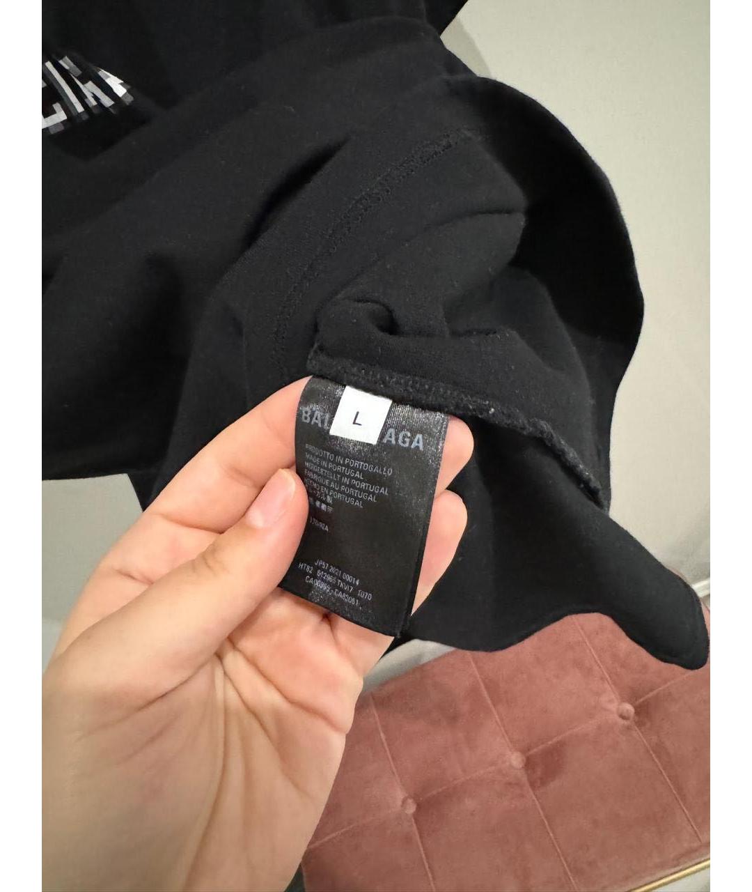 BALENCIAGA Черная хлопковая футболка, фото 2