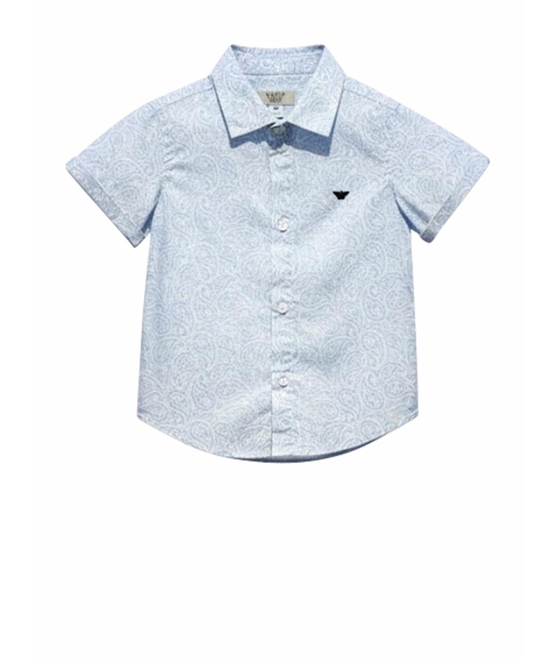 ARMANI JUNIOR Голубая хлопковая детская рубашка, фото 1