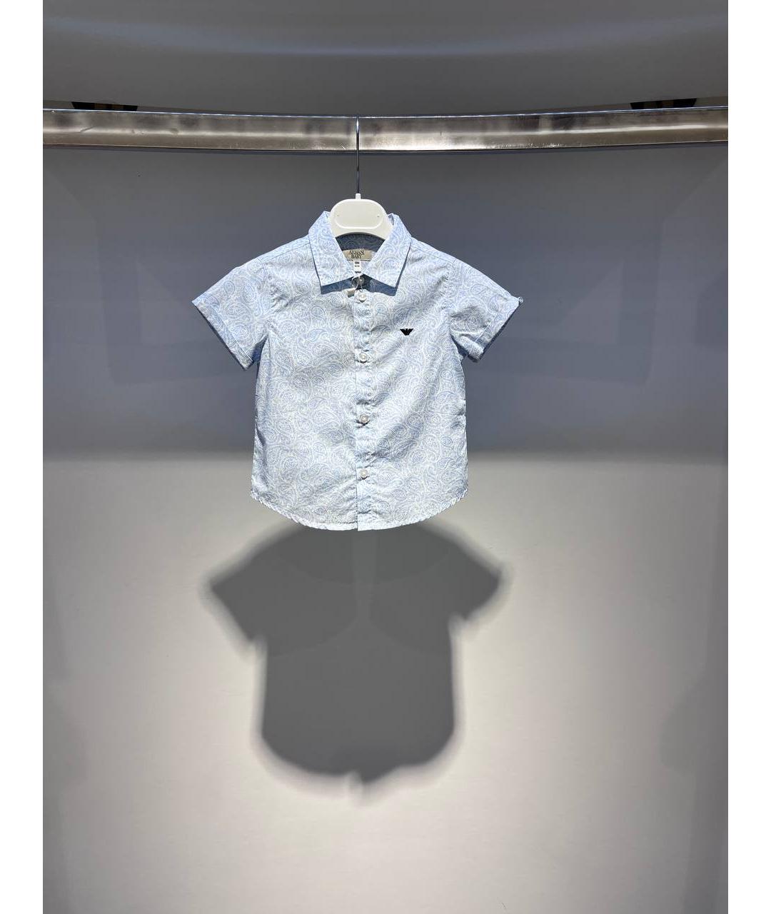 ARMANI JUNIOR Голубая хлопковая детская рубашка, фото 4