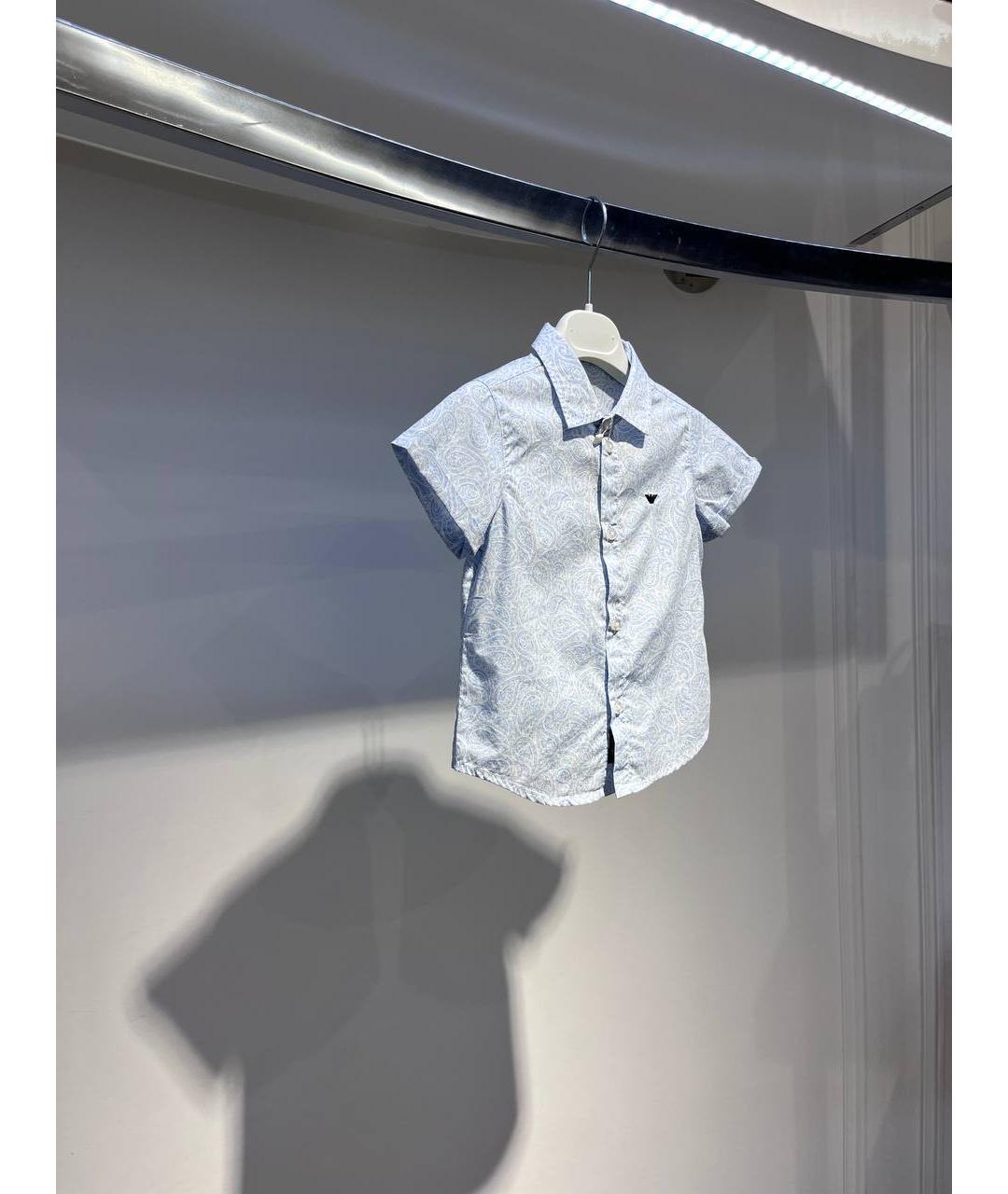 ARMANI JUNIOR Голубая хлопковая детская рубашка, фото 2
