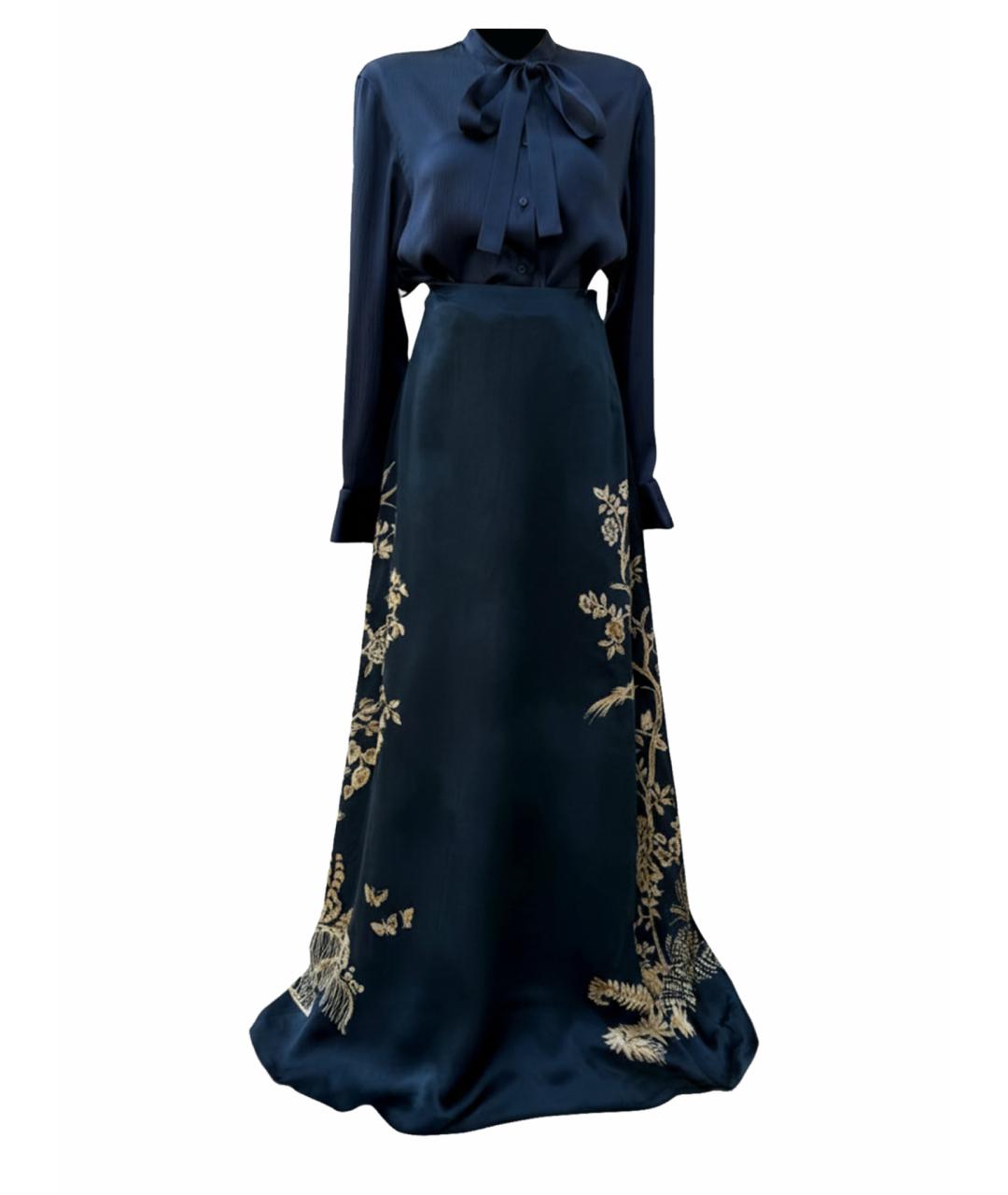 CHRISTIAN DIOR Синий шелковый костюм с юбками, фото 1