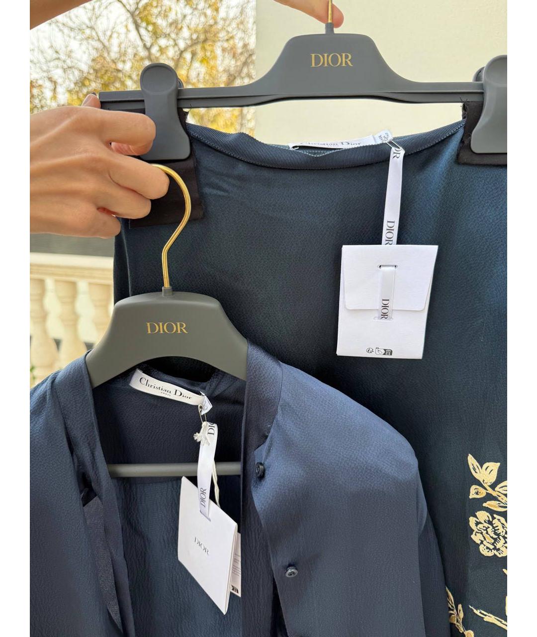 CHRISTIAN DIOR Синий шелковый костюм с юбками, фото 3