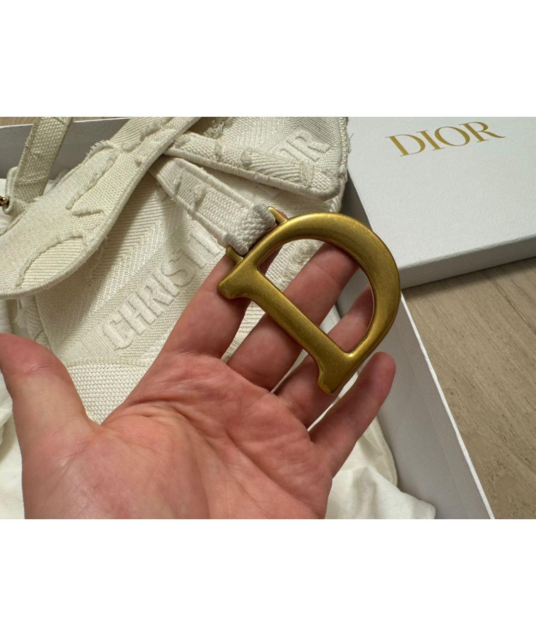 CHRISTIAN DIOR Белая тканевая сумка через плечо, фото 4