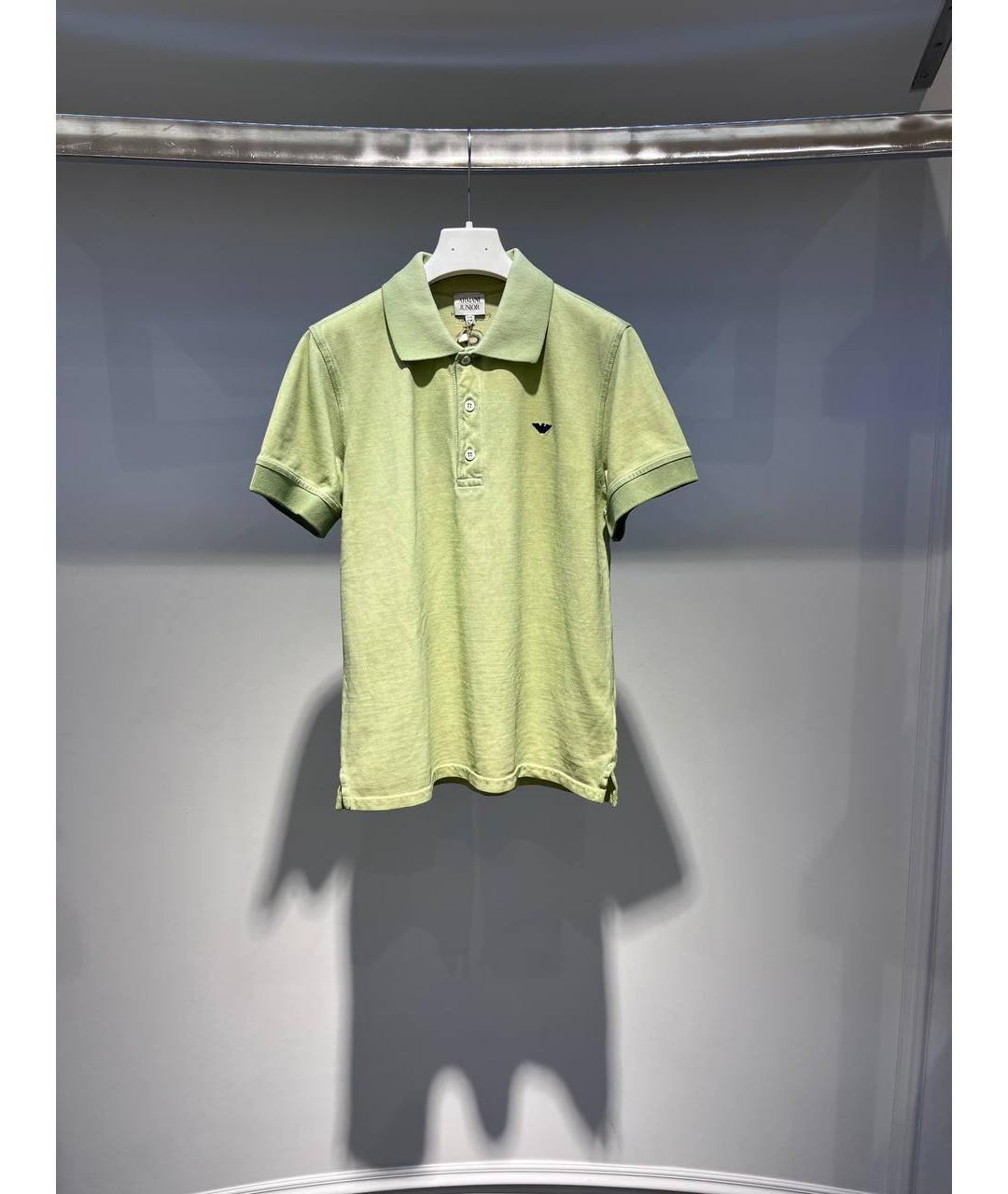 ARMANI JUNIOR Зеленая хлопковая детская футболка, фото 4