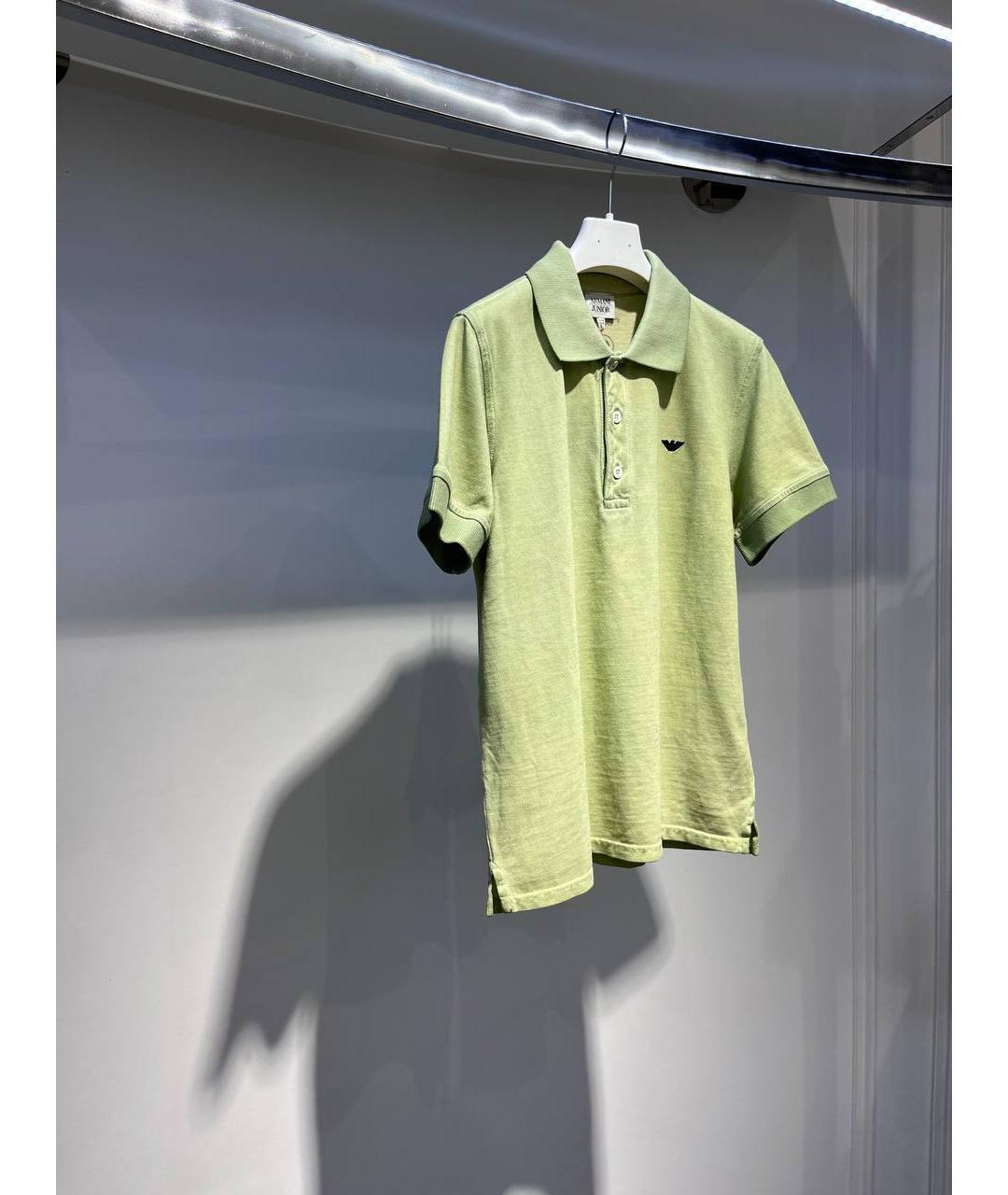 ARMANI JUNIOR Зеленая хлопковая детская футболка, фото 2