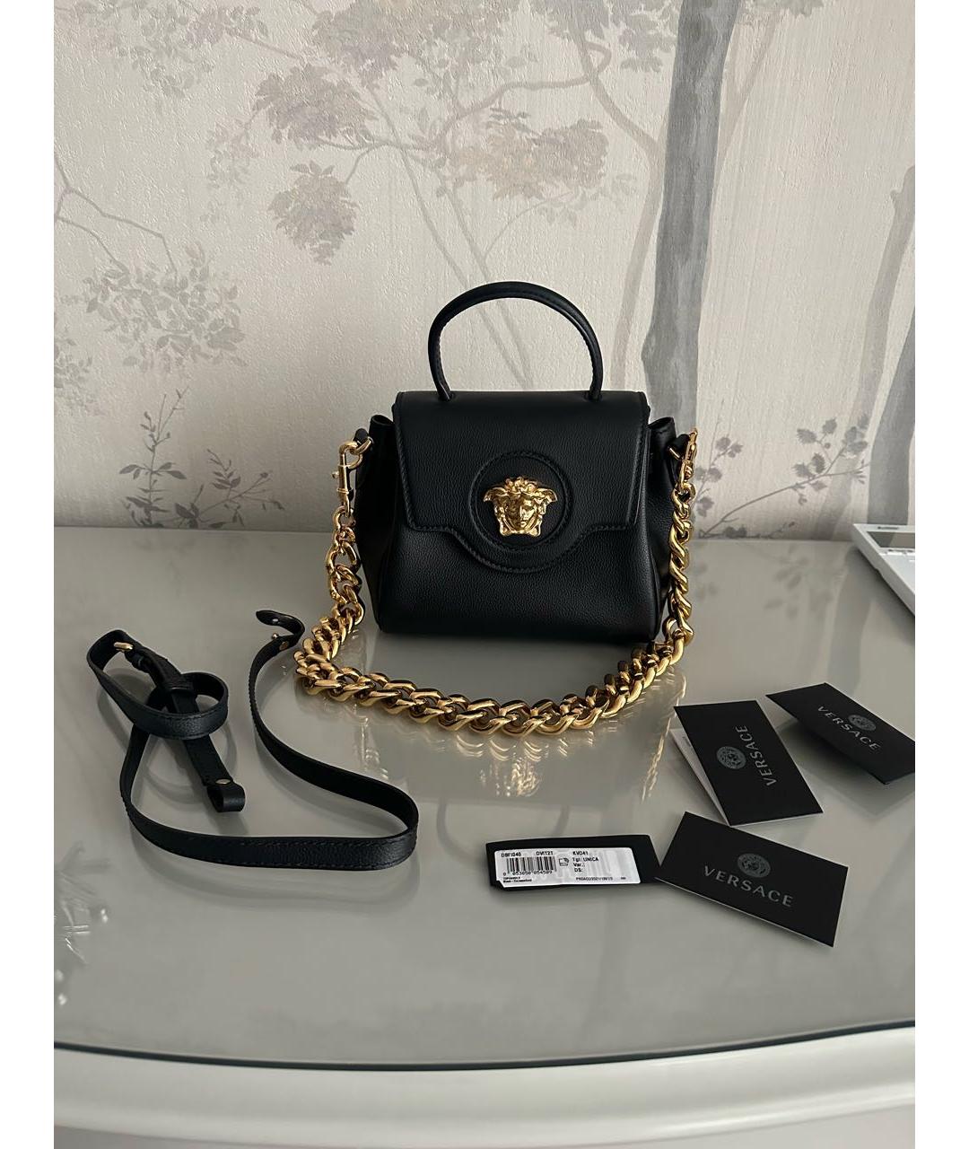 VERSACE Черная кожаная сумка через плечо, фото 4