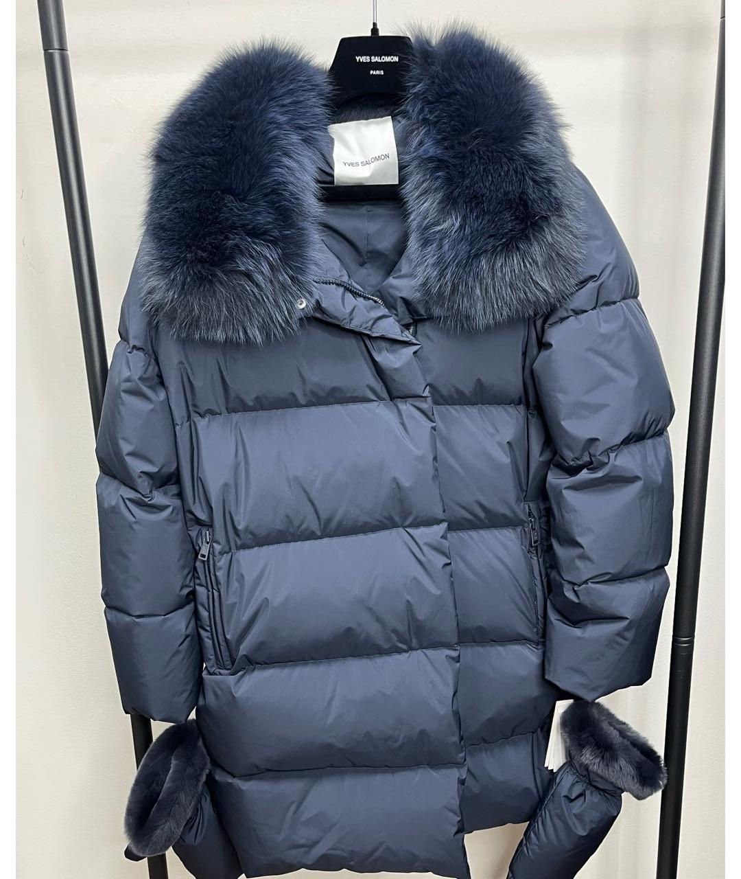 YVES SALOMON Темно-синий пуховик, фото 2