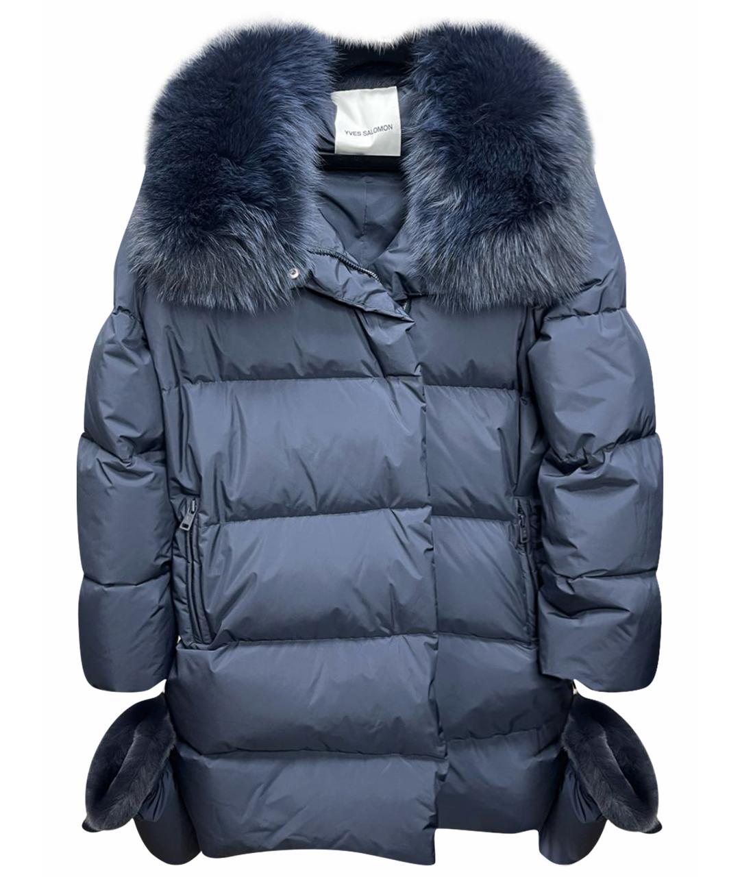 YVES SALOMON Темно-синий пуховик, фото 1