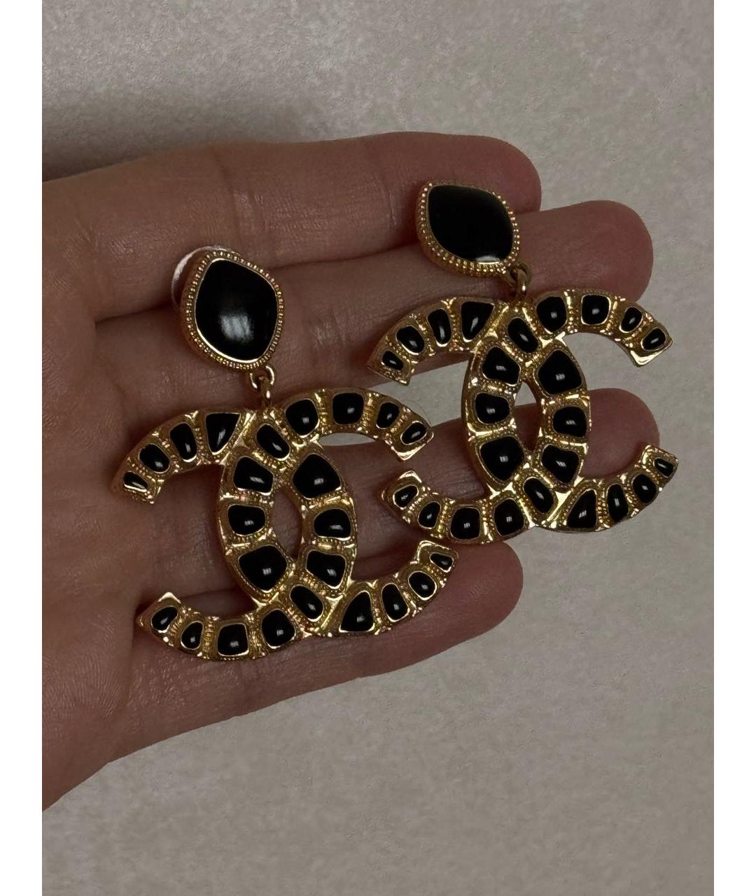 CHANEL Черные металлические серьги, фото 6
