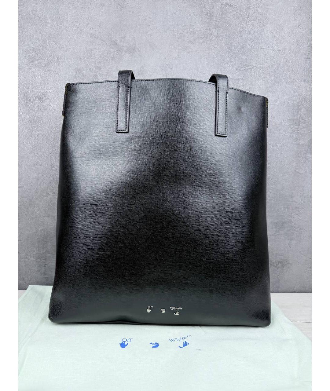 OFF-WHITE Черная кожаная сумка тоут, фото 4
