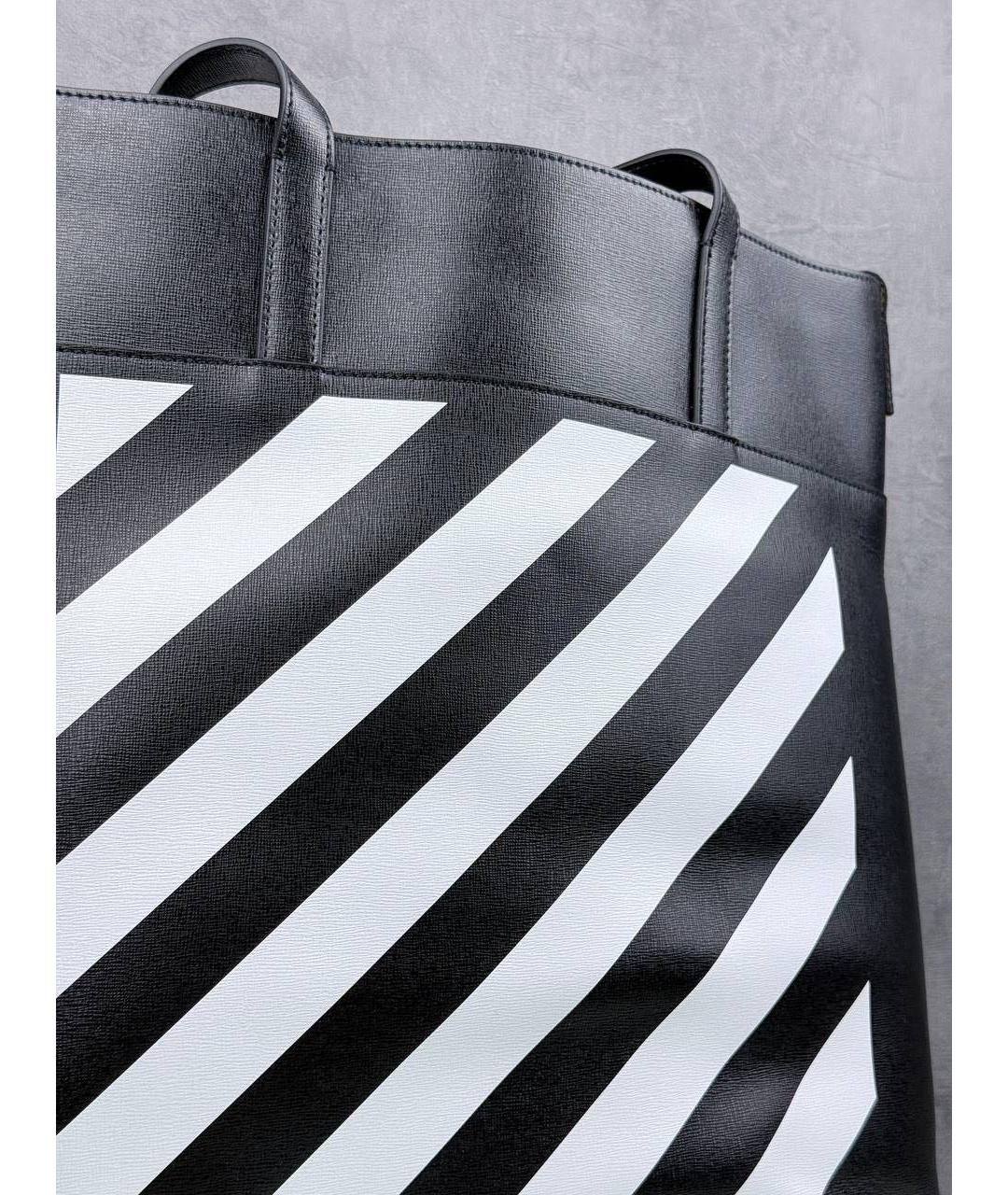 OFF-WHITE Черная кожаная сумка тоут, фото 2