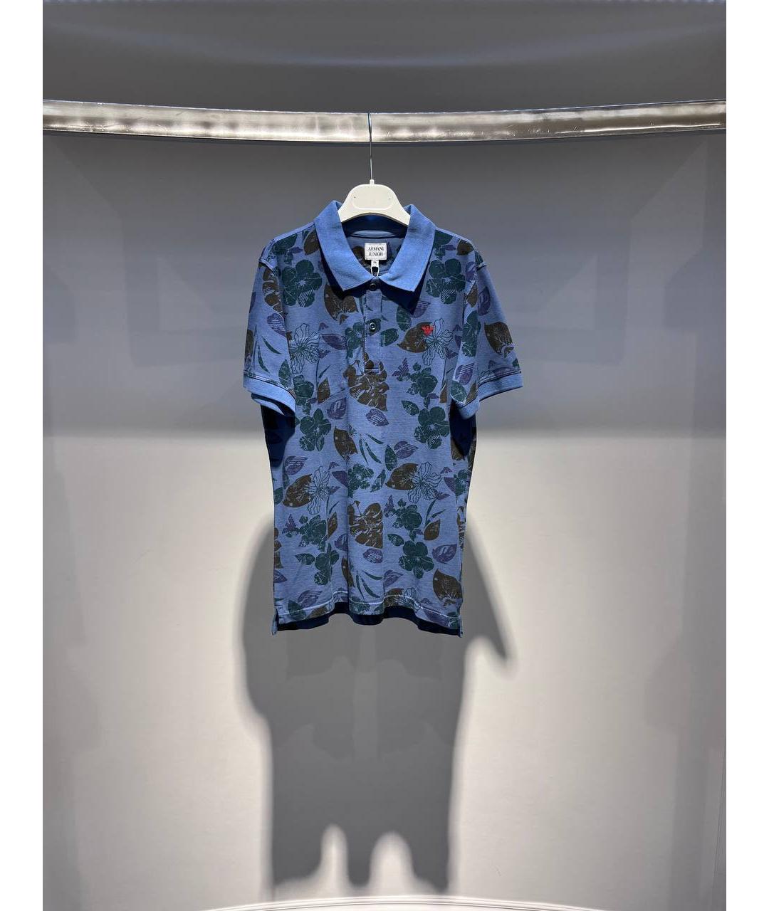 ARMANI JUNIOR Синяя хлопковая детская футболка, фото 4