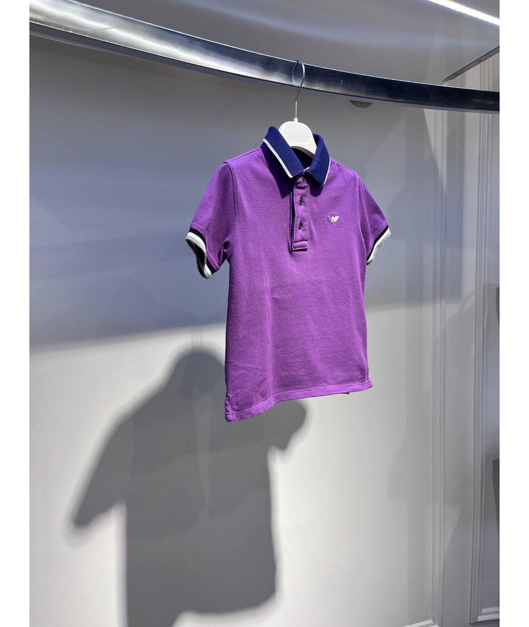 ARMANI JUNIOR Фиолетовая хлопковая детская футболка, фото 2