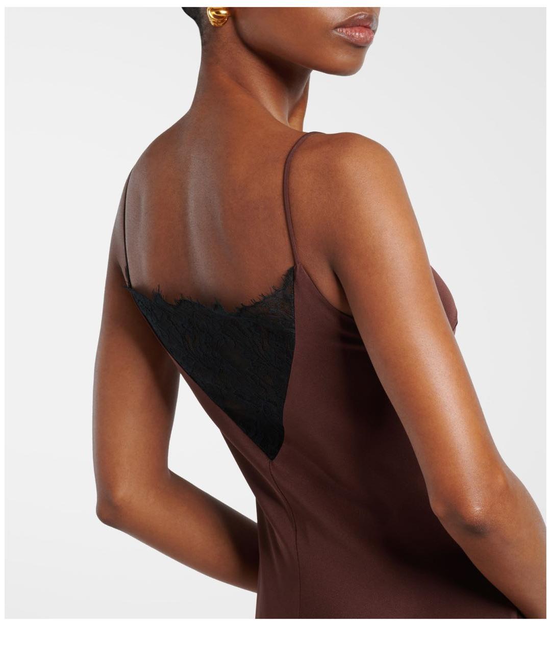 ROLAND MOURET Коричневое шелковое коктейльное платье, фото 4