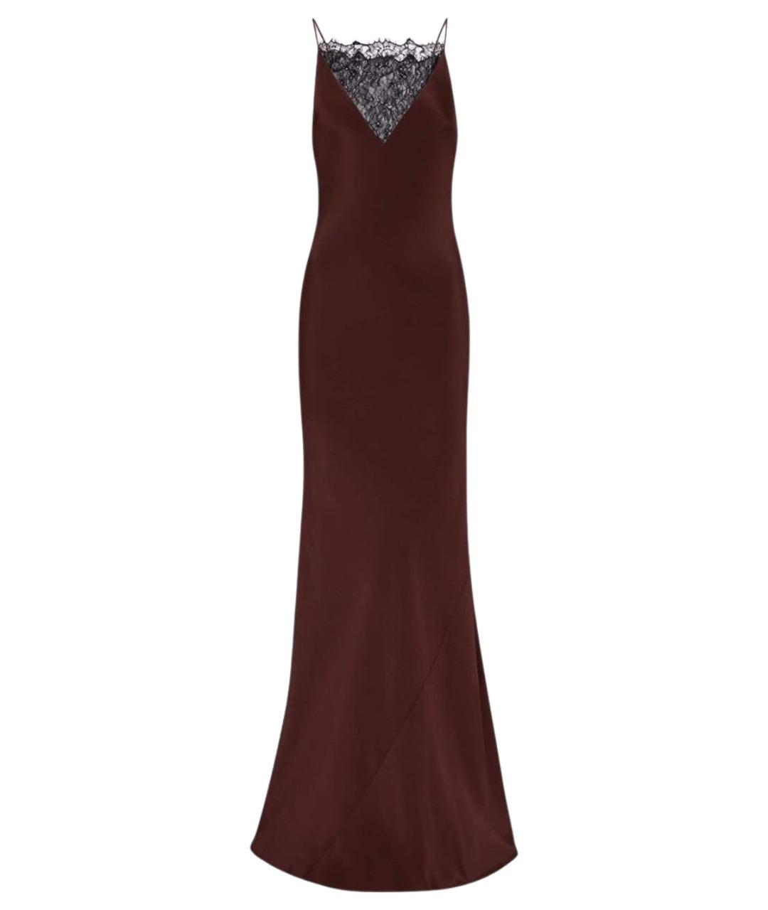 ROLAND MOURET Коричневое шелковое коктейльное платье, фото 1