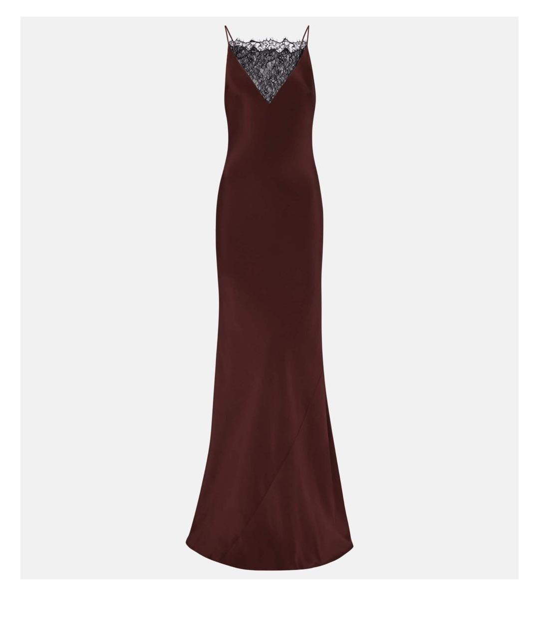 ROLAND MOURET Коричневое шелковое коктейльное платье, фото 6