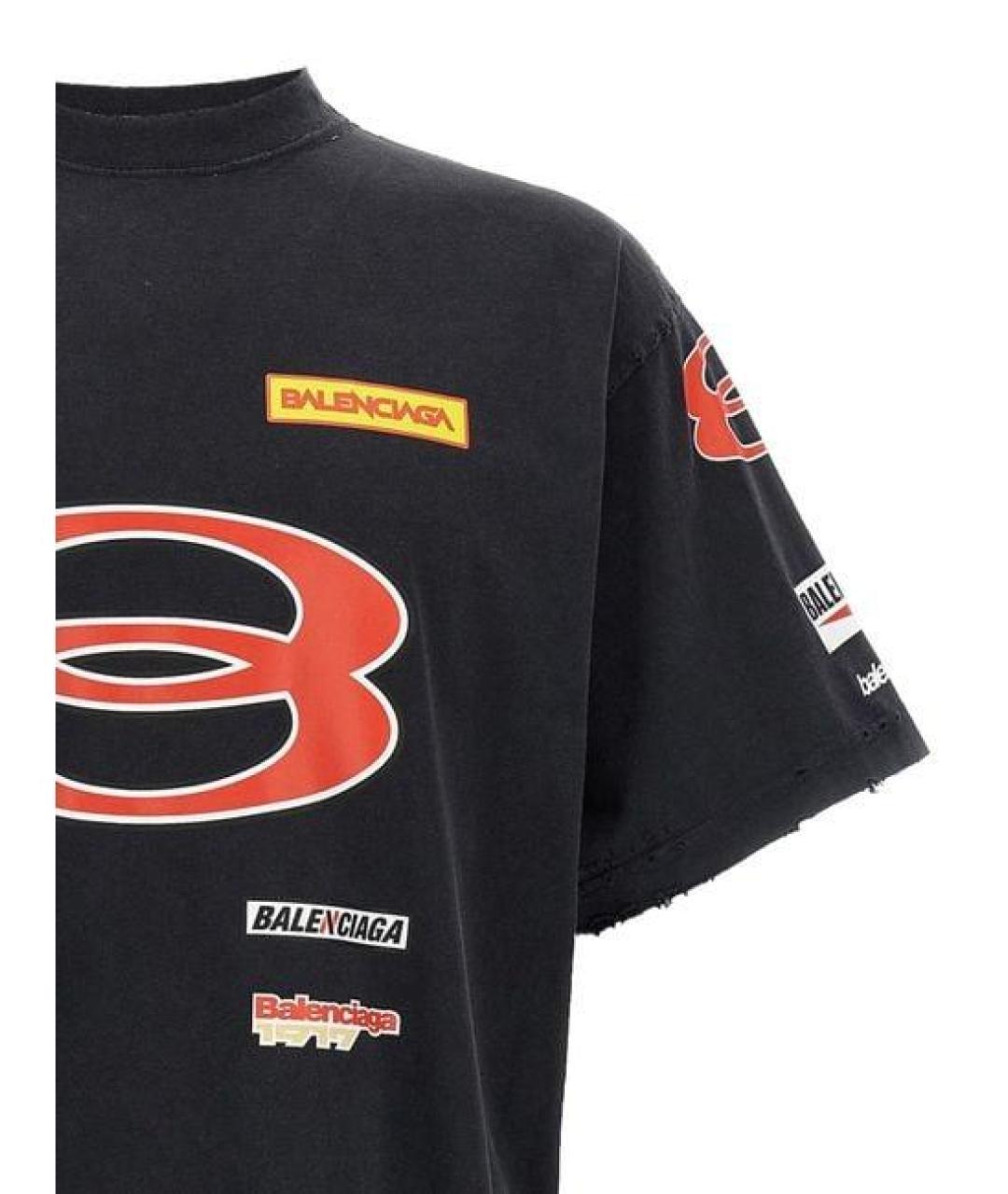 BALENCIAGA Черная хлопковая футболка, фото 3