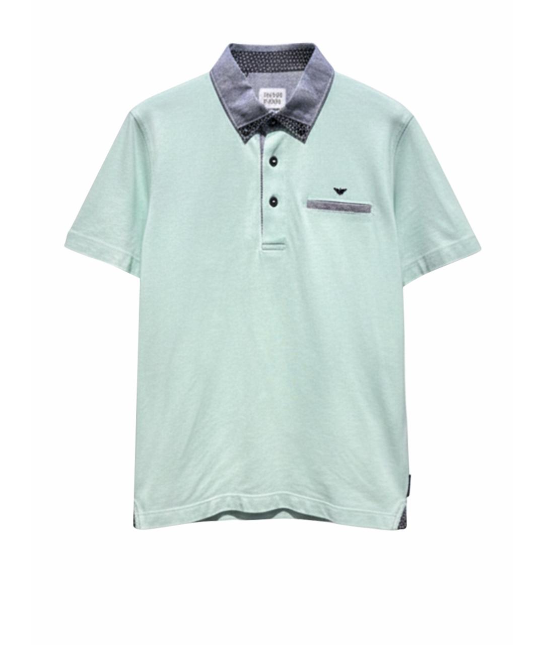 ARMANI JUNIOR Бирюзовая хлопковая детская футболка, фото 1