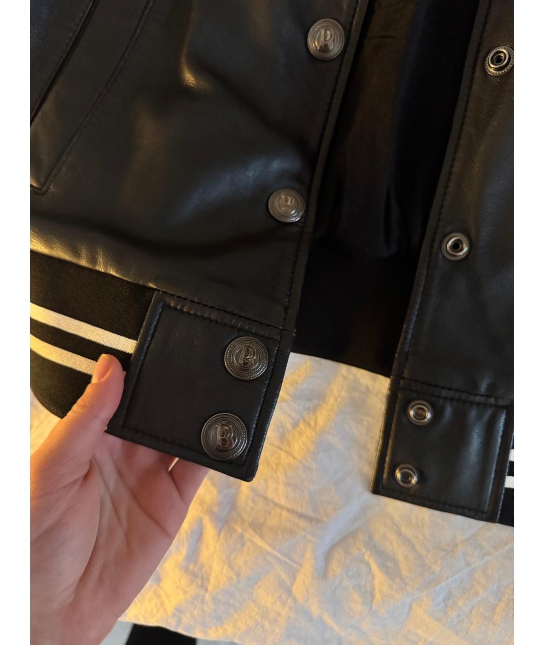 PIERRE BALMAIN Черная кожаная куртка, фото 3