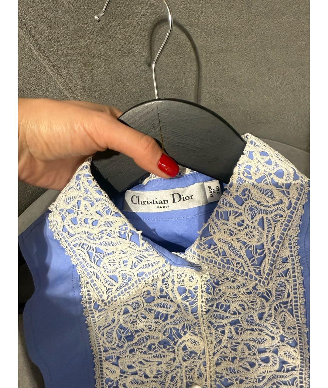 CHRISTIAN DIOR Синий хлопковый воротник, фото 4