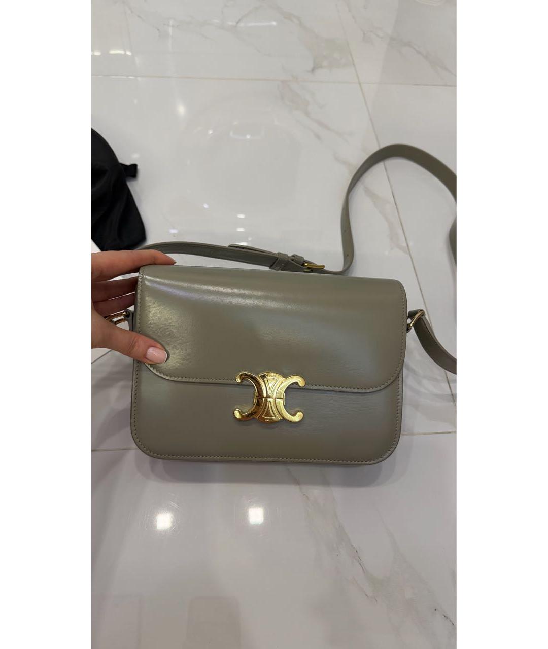 CELINE Серая кожаная сумка через плечо, фото 8